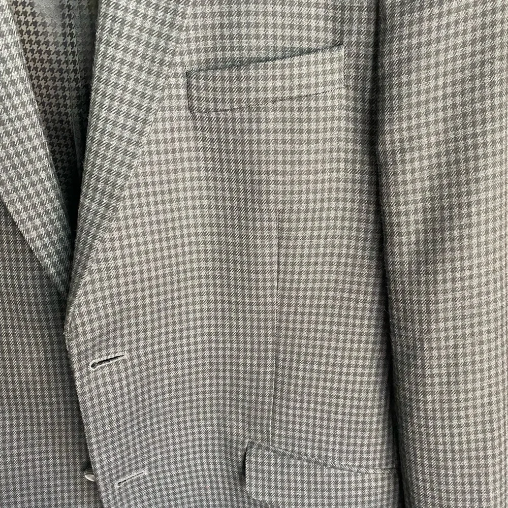 J. Ferrar Slim Fit‎ Men's Black Gray Check 2 Button Blazer Jacket Size 42R
